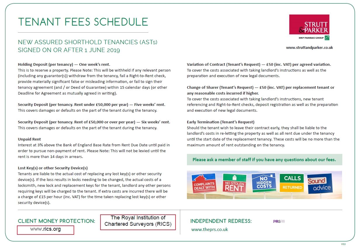 Tenant Fee Schedule
