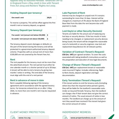 Tenant Fee Schedule